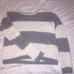 Grey and white knit sweater